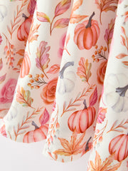 Thanksgiving Pumpkin Floral Girls Twirl Dress