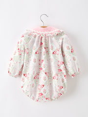 Fall Girls Floral Lace Collar Ruffle Romper Long-sleeved