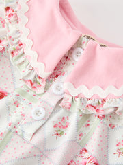 Fall Girls Floral Lace Collar Ruffle Romper Long-sleeved
