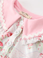 Fall Girls Floral Peter Pan Collar Ruffle Long-sleeved Dress