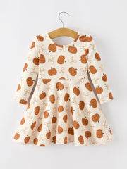 Girls Thanksgiving Pumpkin Bow Dress