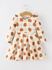 Girls Thanksgiving Pumpkin Bow Dress