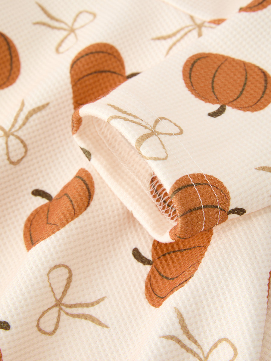 Girls Thanksgiving Pumpkin Bow Dress