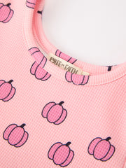Girls Thanksgiving Girls Pink Pumpkin Print Twirl Dress