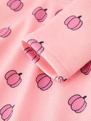 Girls Thanksgiving Girls Pink Pumpkin Print Twirl Dress