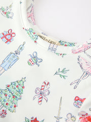 Christmas Girls Holiday Ballet-Inspired Print Dress