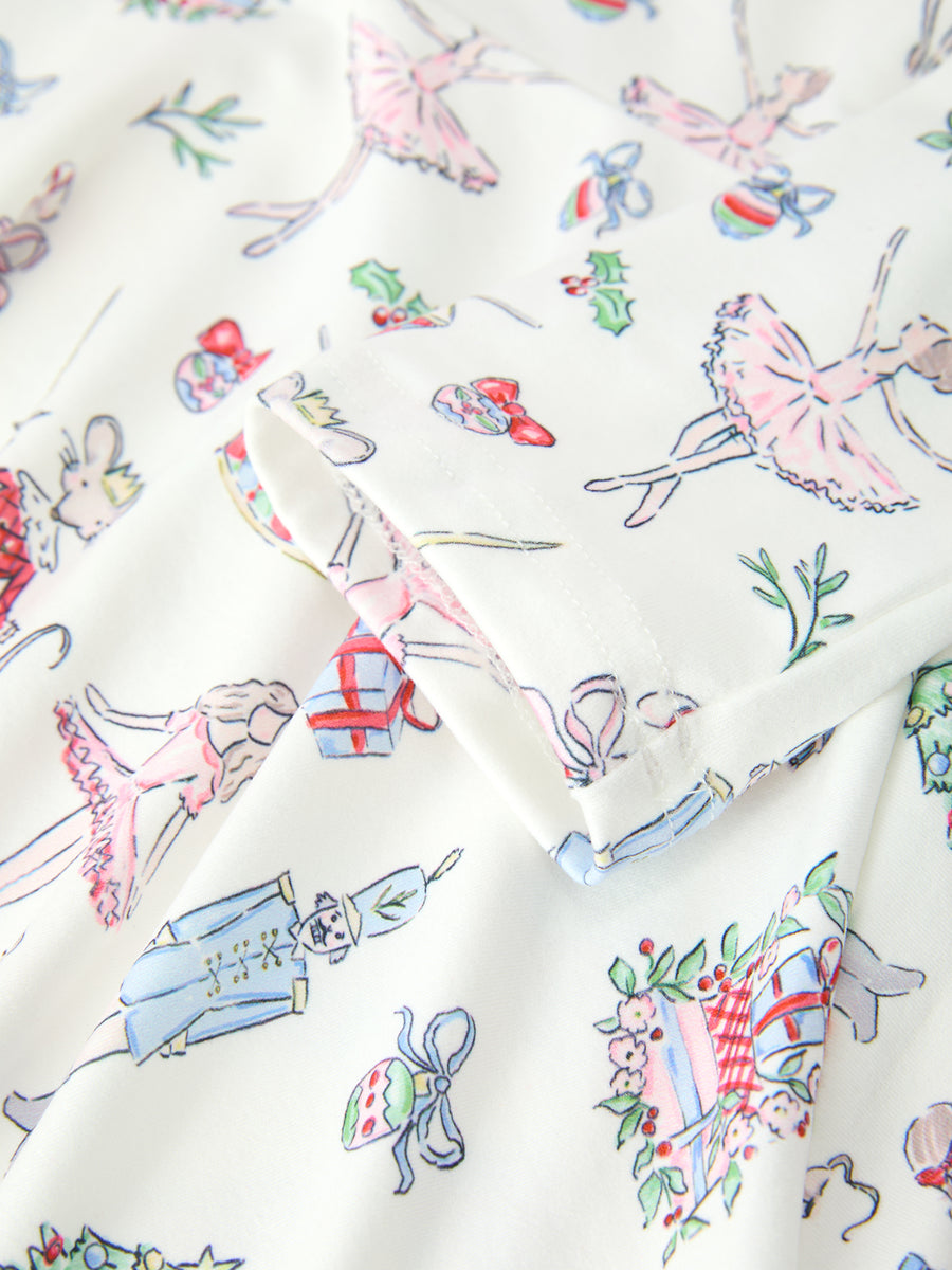 Christmas Girls Holiday Ballet-Inspired Print Dress