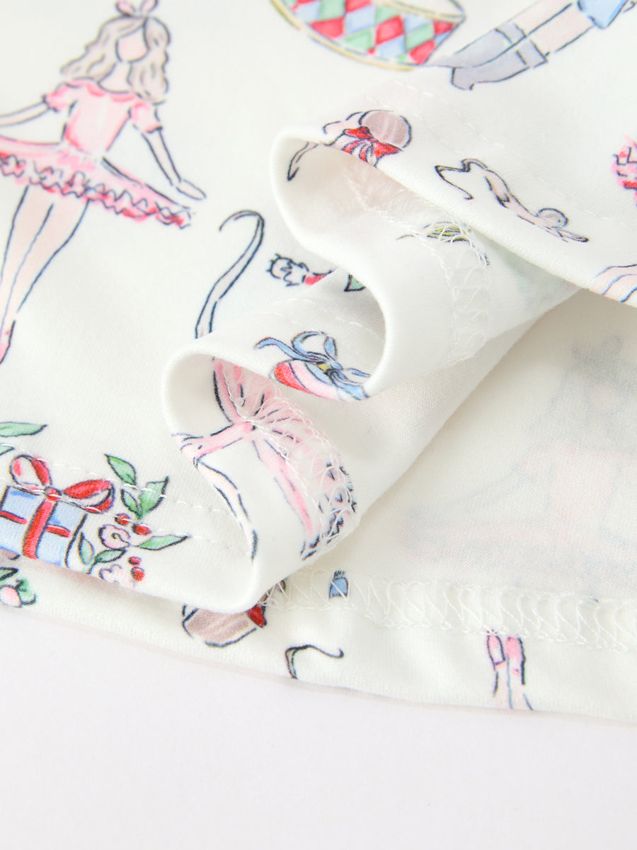 Christmas Girls Holiday Ballet-Inspired Print Dress