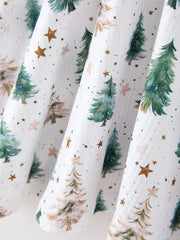 Girls Christmas Tree & Star Ribbed Print Twirl Dress