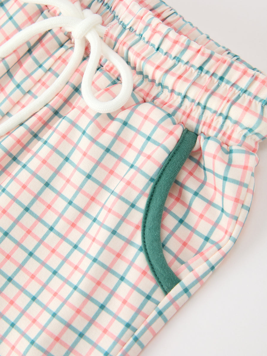 Boys Christmas Embroidered T-Shirt & Plaid Pants Set