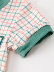 Baby Boy Christmas Embroidered Plaid Jonjon Romper