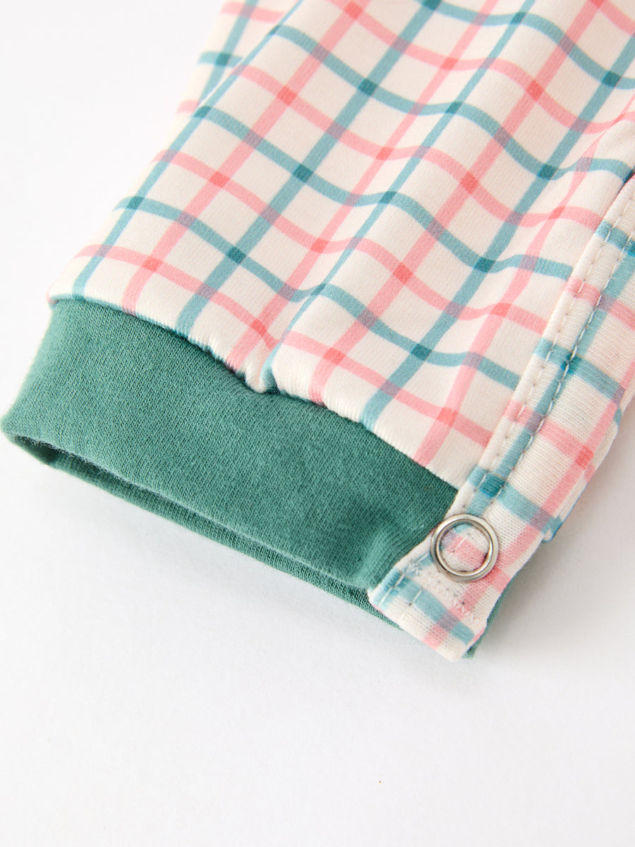 Baby Boy Christmas Embroidered Plaid Jonjon Romper