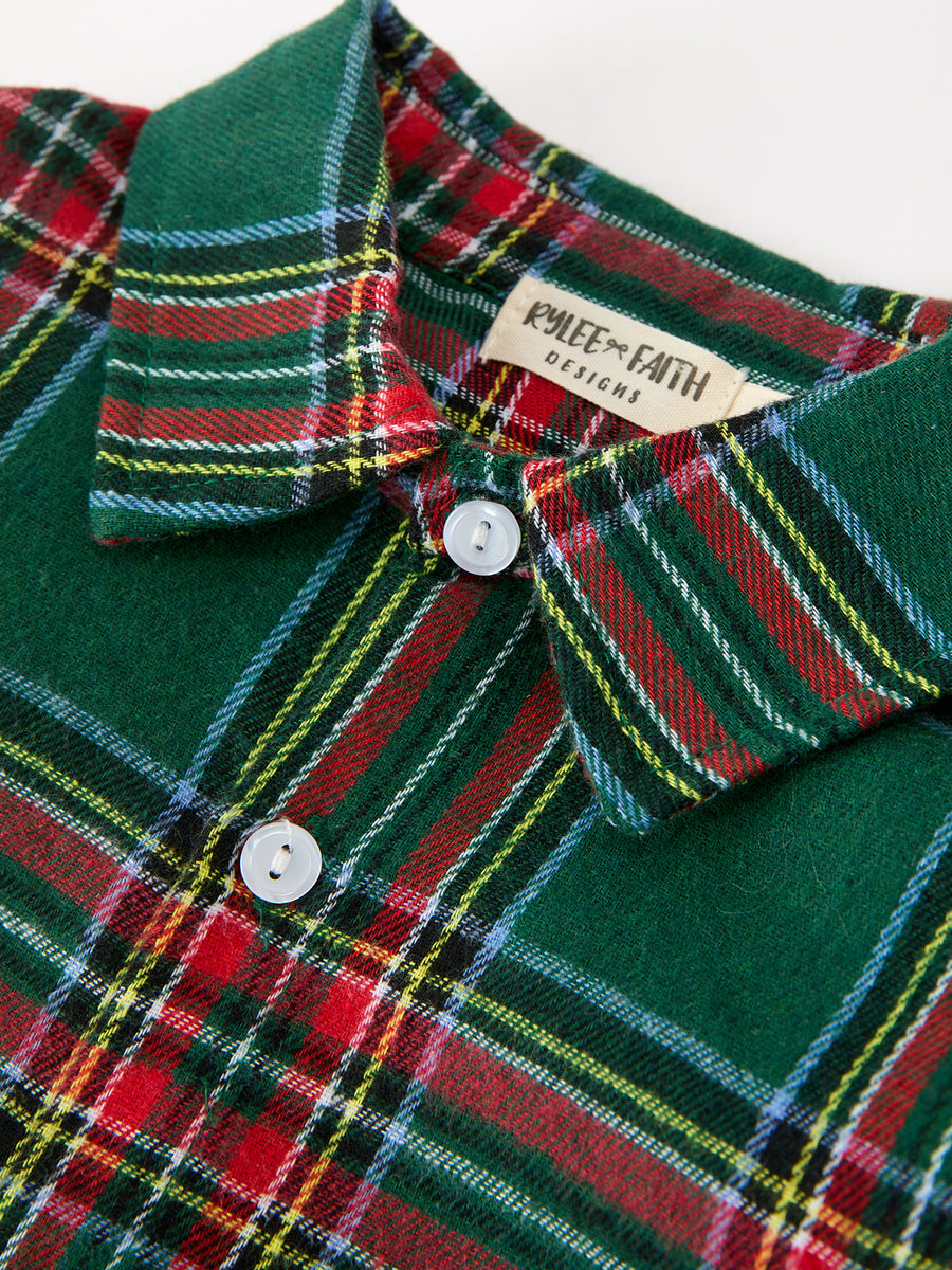 Christmas Plaid Boys Button Down Shirt Long Sleeve Holiday Top