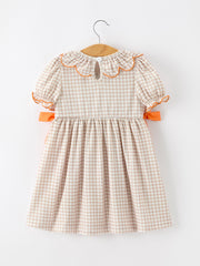 Thanksgiving Smocked Girls Dress Turkey Pumpkin Pie Embroidery