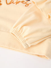 Fall Cozy Girls Ruffle Top Bell Bottom Pants Set