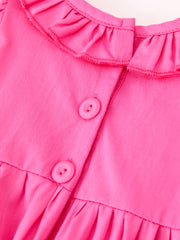 Fall Baby Girl Hot Pink Ruffle Smocked Embroidery Romper