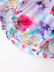 Fall Purple Floral Baby Girls Bubble Romper