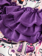 Halloween Pumpkin Ghost Baby Girl Bubble Romper Ruffle Bow Detail
