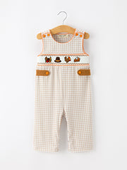 Thanksgiving Boys Gingham Jon Jon Embroidered Romper