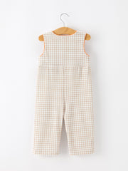 Thanksgiving Boys Gingham Jon Jon Embroidered Romper