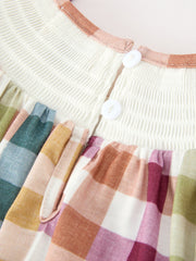 Thanksgiving “THANKFUL” Embroidered Smocked Plaid Bubble Romper