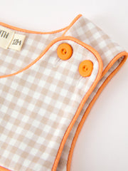 Thanksgiving Boys Gingham Jon Jon Embroidered Romper