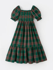 Christmas Green Plaid Mommy and Me Matching Dress