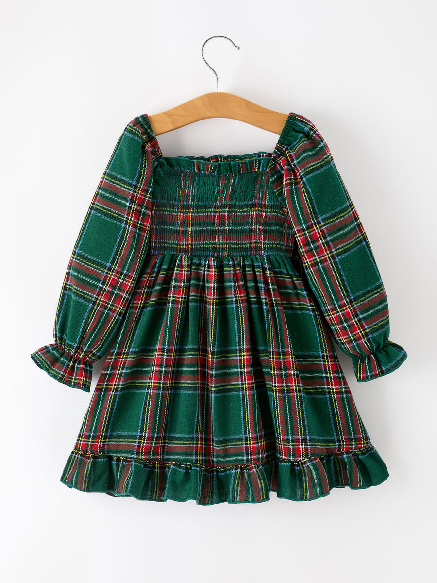 Christmas Green Plaid Mommy and Me Matching Dress