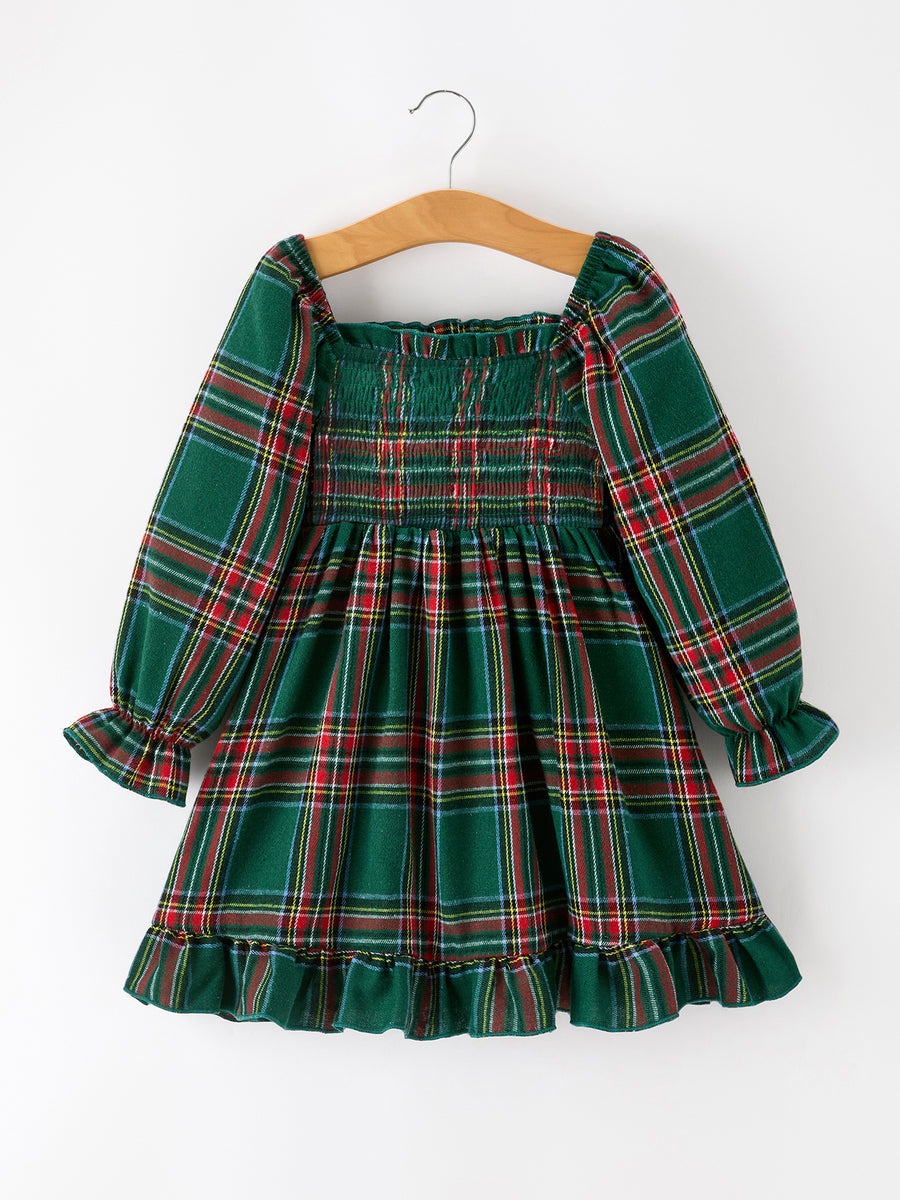 Christmas Green Plaid Mommy and Me Matching Dress