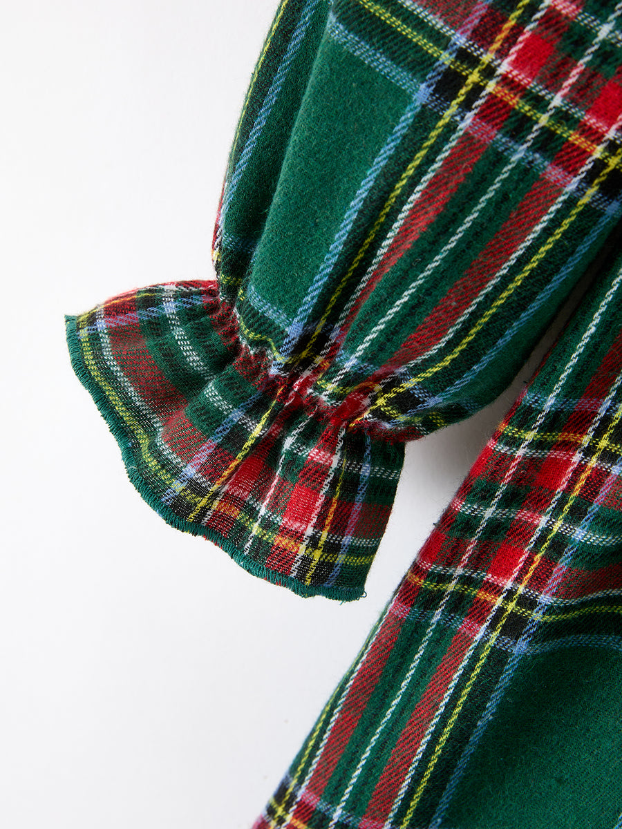 Christmas Green Plaid Mommy and Me Matching Dress