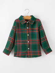 Christmas Plaid Boys Button Down Shirt Long Sleeve Holiday Top