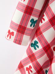 Christmas Girls Candy Cane & Bow Plaid Twirl Dress