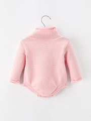 Christmas Candy Cane Bow Knit Baby Girls Romper