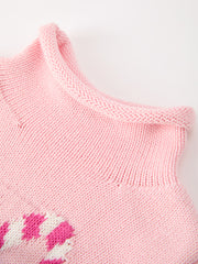 Christmas Candy Cane Bow Knit Baby Girls Romper