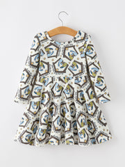 Christmas Girls Nativity Scene Print Twirl Dress