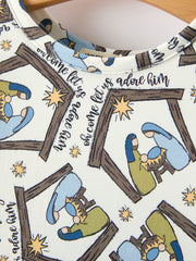 Christmas Girls Nativity Scene Print Twirl Dress