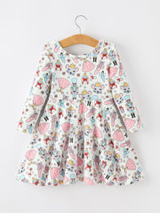 Christmas Girls Holiday Toy & Ornament Print Twirl Dress