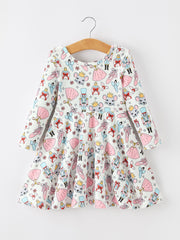 Christmas Girls Holiday Toy & Ornament Print Twirl Dress