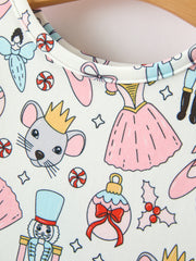 Christmas Girls Holiday Toy & Ornament Print Twirl Dress