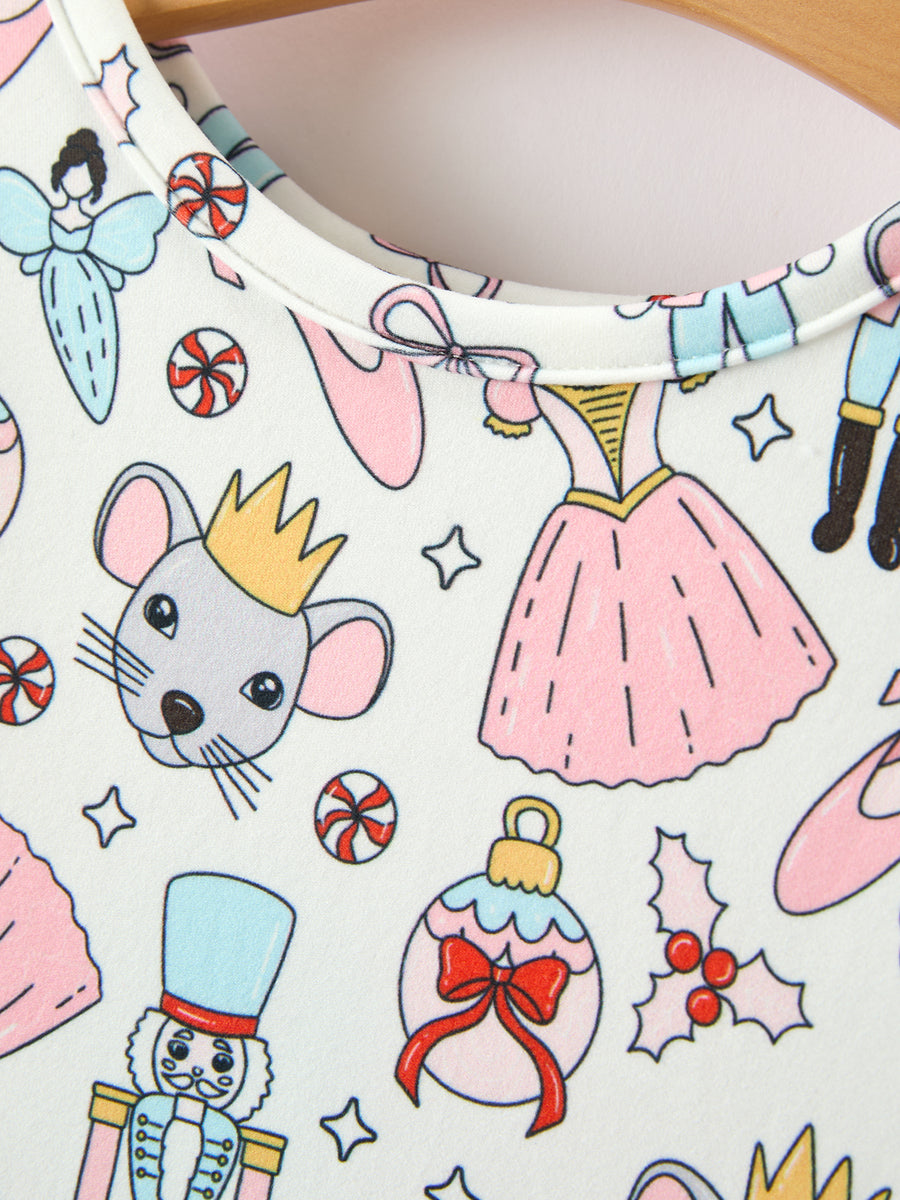 Christmas Girls Holiday Toy & Ornament Print Twirl Dress