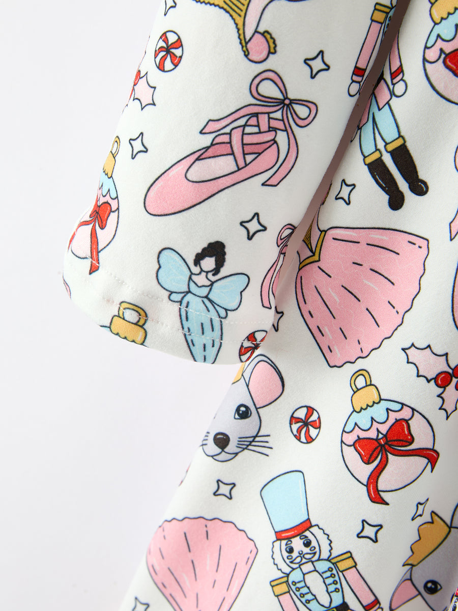 Christmas Girls Holiday Toy & Ornament Print Twirl Dress