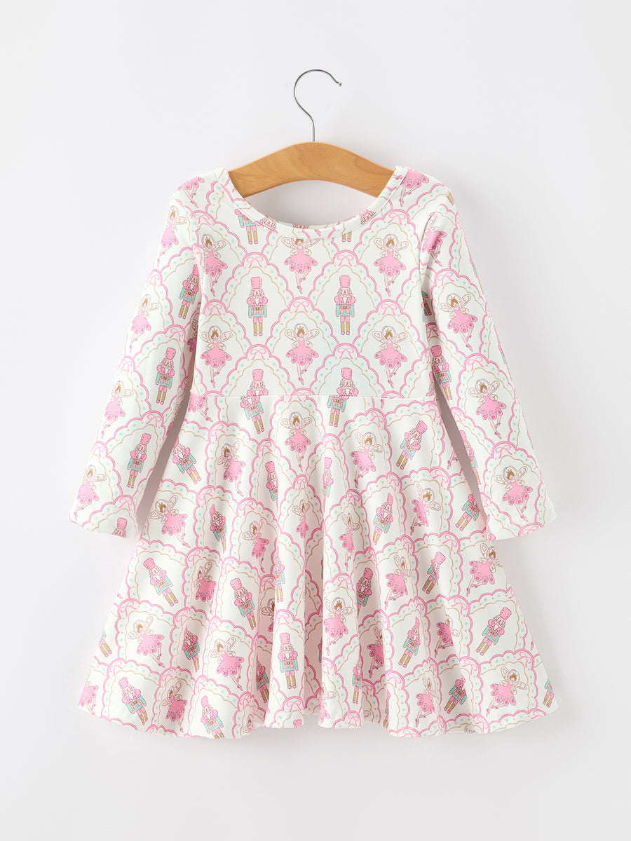 Christmas Girls Winter Theme Twirl Long-sleeved Dress