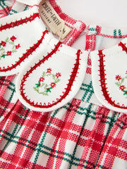 Red Christmas Plaid Wreath Baby Girl Bubble Romper