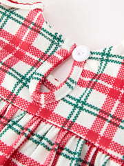 Red Christmas Plaid Wreath Baby Girl Bubble Romper
