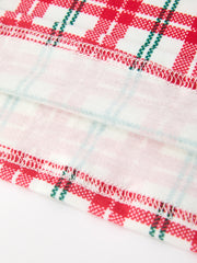 Red Christmas Plaid Wreath Embroidered Girl Dress