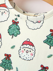 Girls Santa & Christmas Tree Print Twirl Dress
