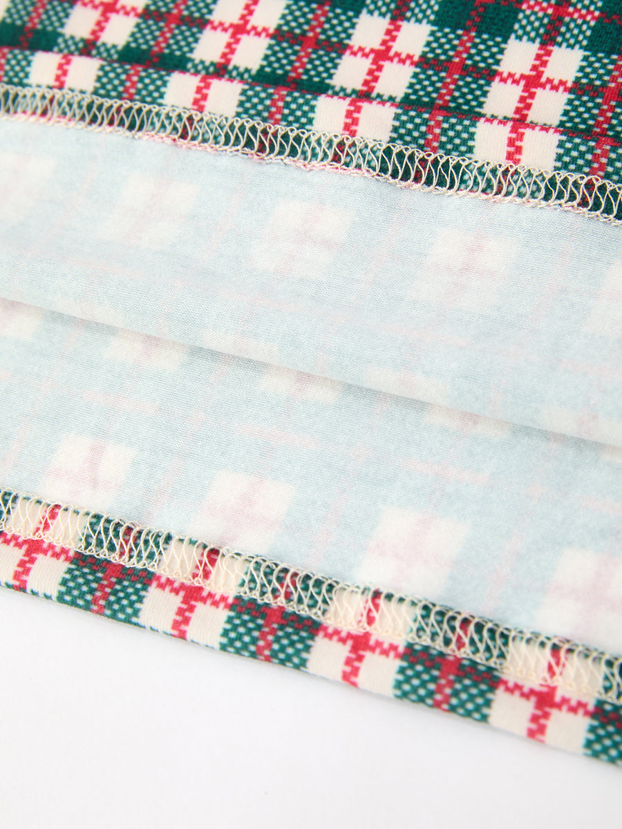Baby Girl Christmas Plaid Embroidered Dress Wreath Collar