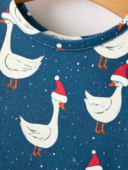 Christmas Girls Goose Twirl Dress Navy Long Sleeve Dress