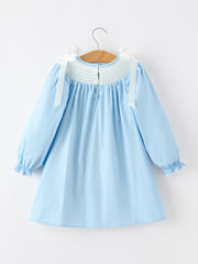 Christmas Nativity Smocked Long Sleeve Girls Dress
