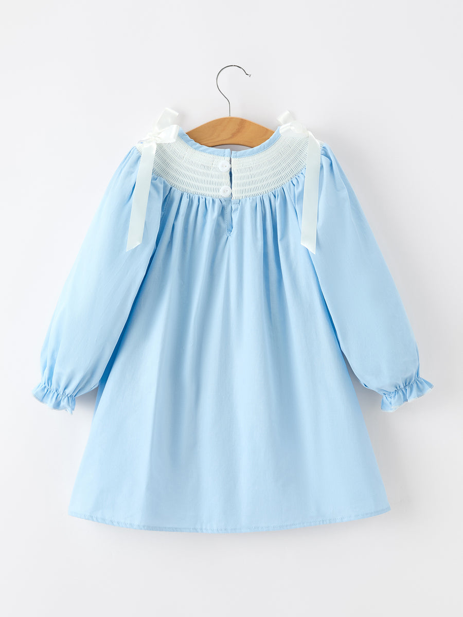 Christmas Nativity Smocked Long Sleeve Girls Dress